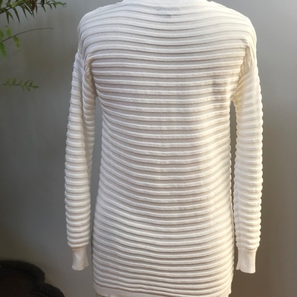 VINCE Camuto cream striped sheer long sleeve sweater size XS W1023 - Picture 3 of 9
